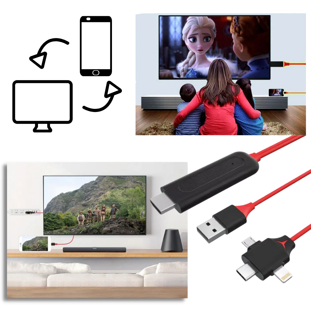 Mobile HDMI Adapter Lightning USB-C Micro Simultaneous Charging