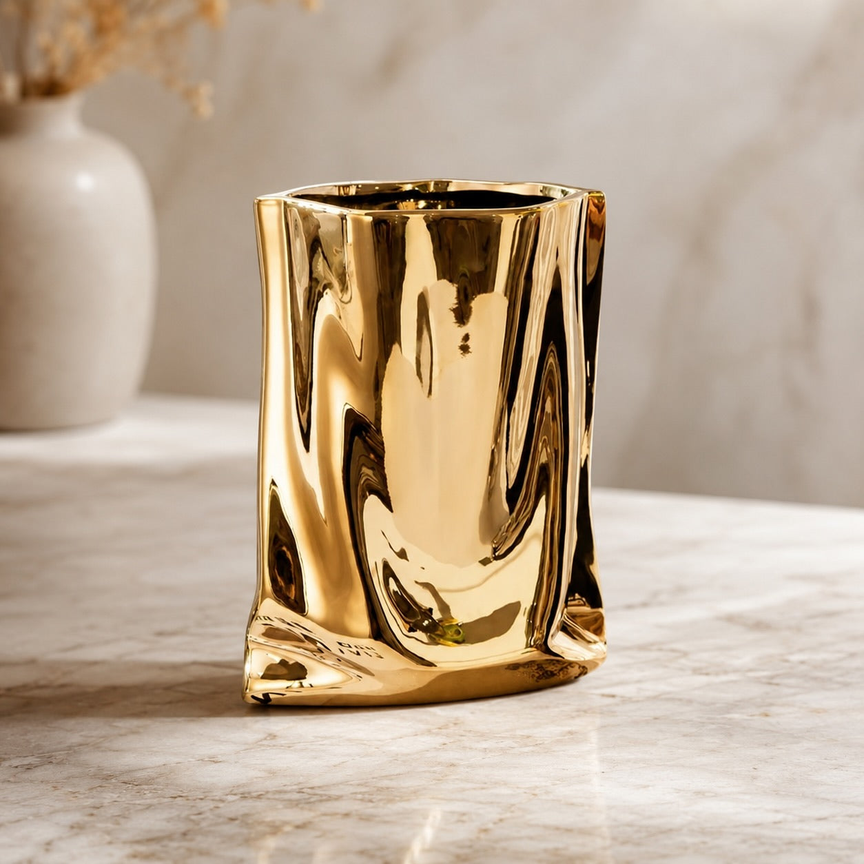 Modern Ceramic Paper Bag Tabletop Vase