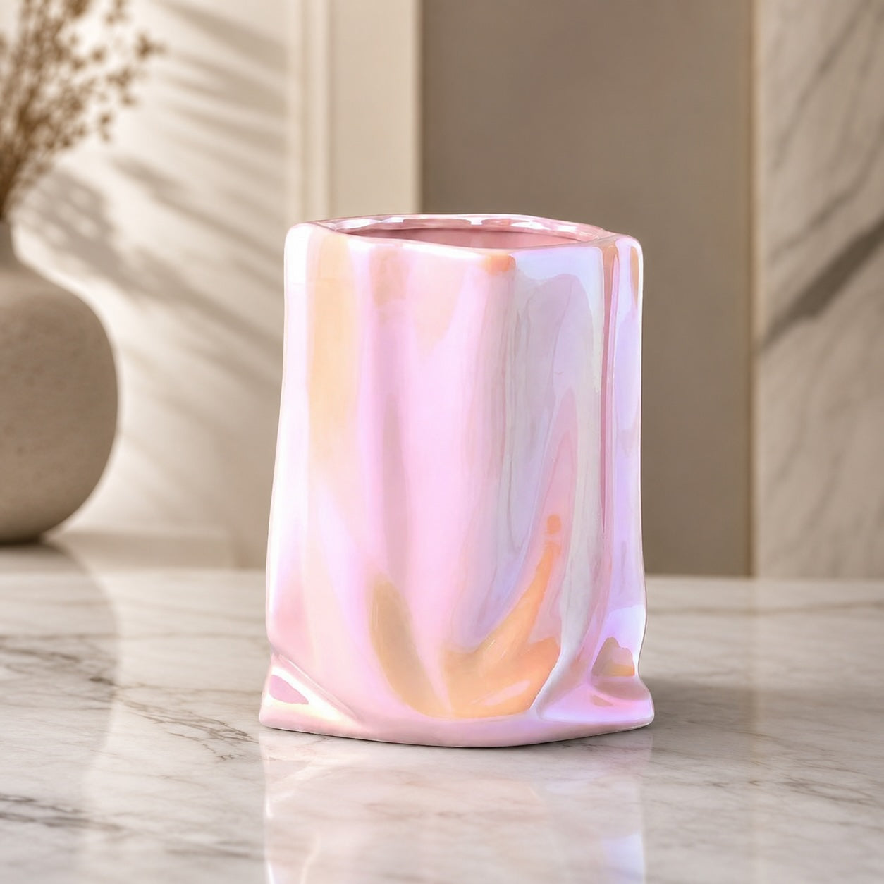 Modern Ceramic Paper Bag Tabletop Vase