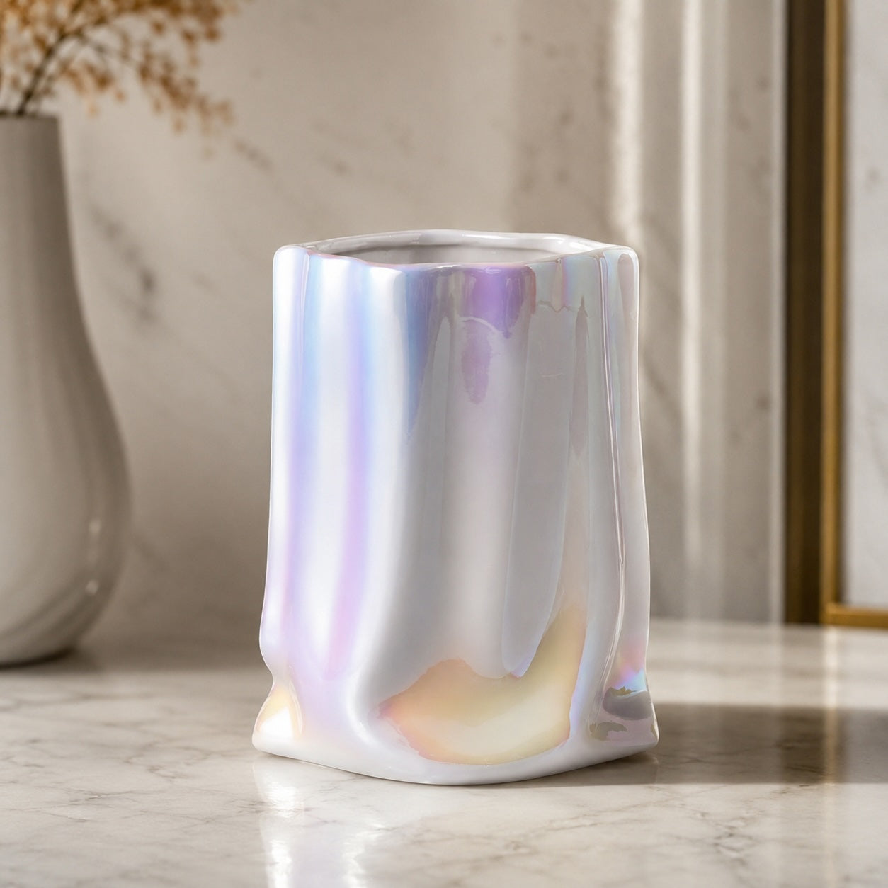 Modern Ceramic Paper Bag Tabletop Vase