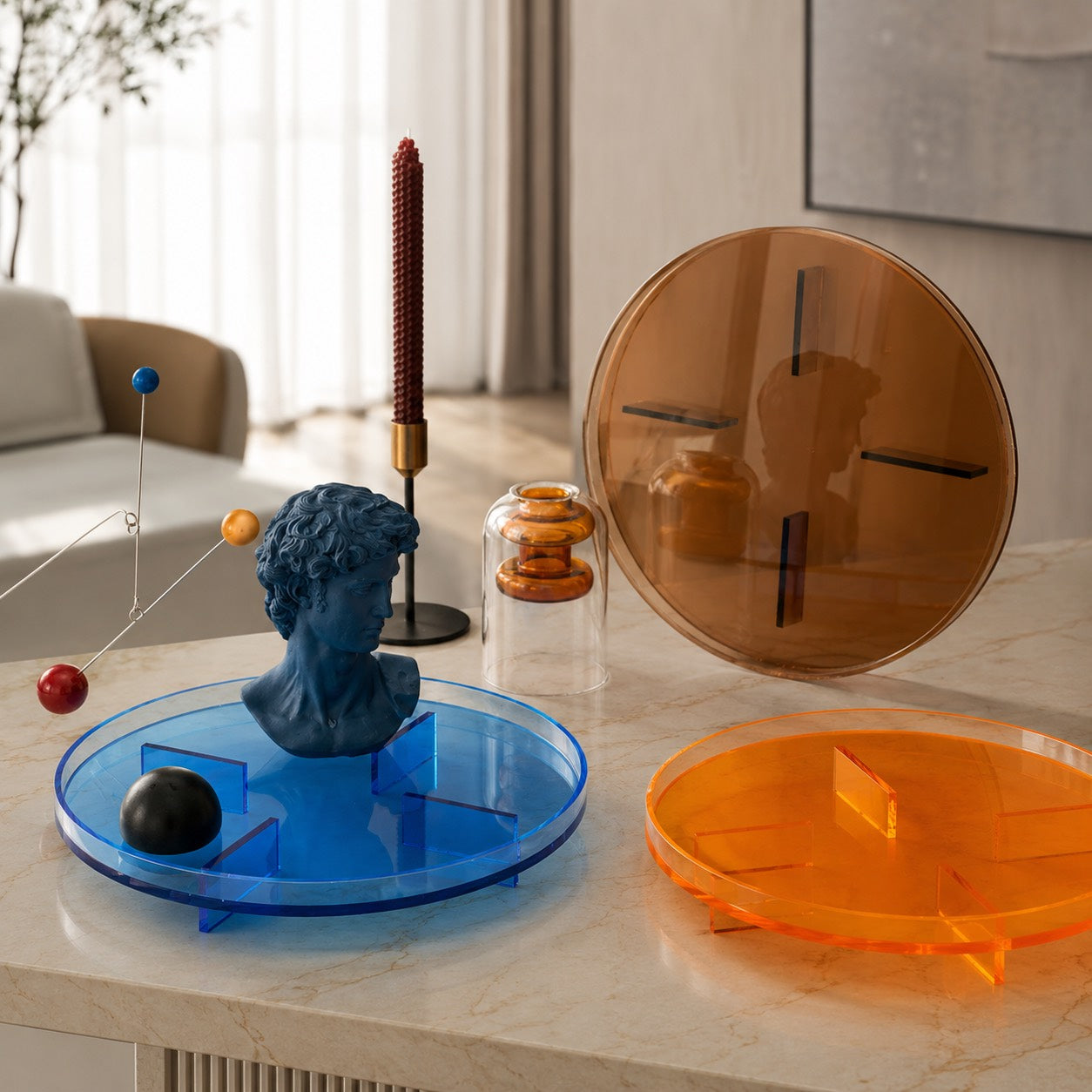 Modern Retro Food-Safe Acrylic Serving Tray (30cm)