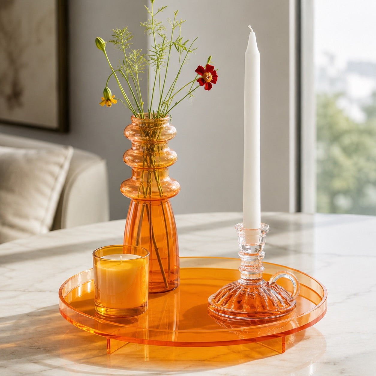 Modern Retro Food-Safe Acrylic Serving Tray (30cm)