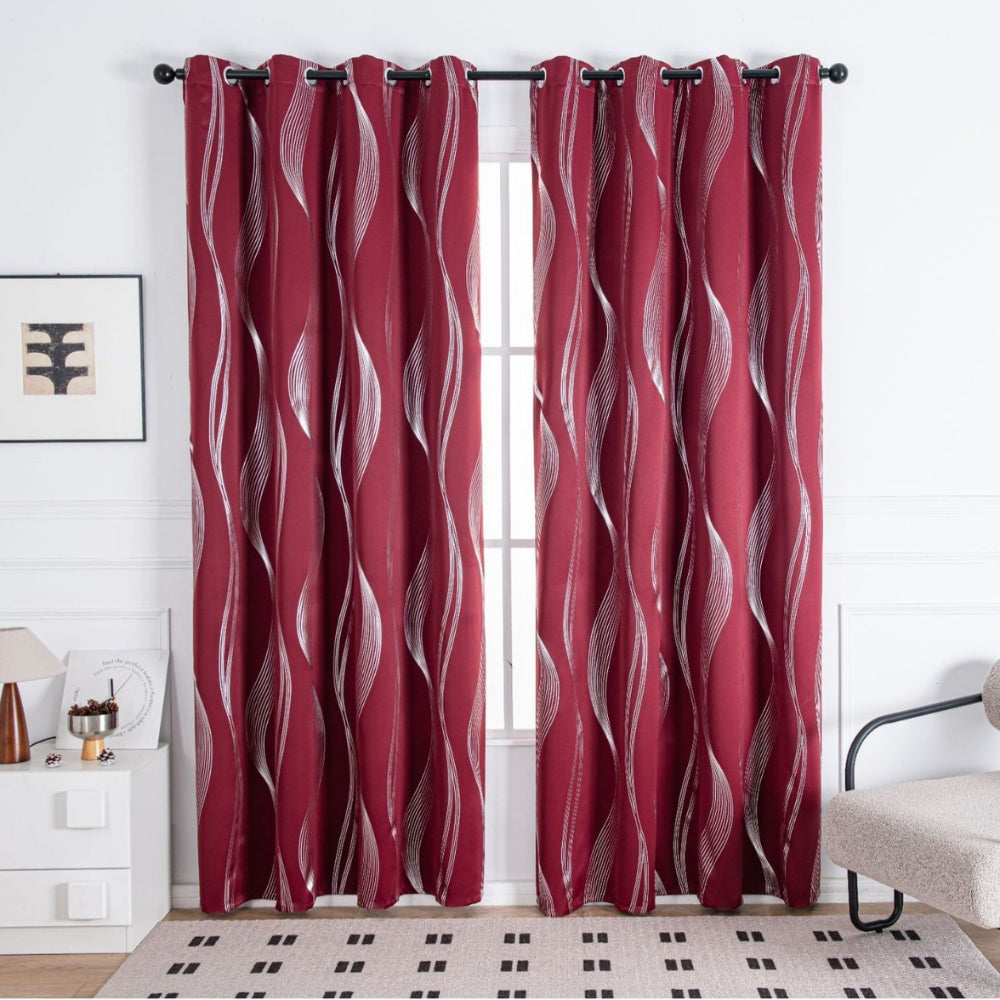Modern Wave Microfiber Blackout Curtain Panel (Grommet Top)