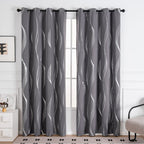 Modern Wave Microfiber Blackout Curtain Panel (Grommet Top)