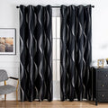Modern Wave Microfiber Blackout Curtain Panel (Grommet Top)