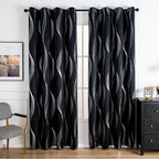 Modern Wave Microfiber Blackout Curtain Panel (Grommet Top)
