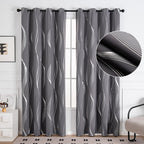 Modern Wave Microfiber Blackout Curtain Panel (Grommet Top)
