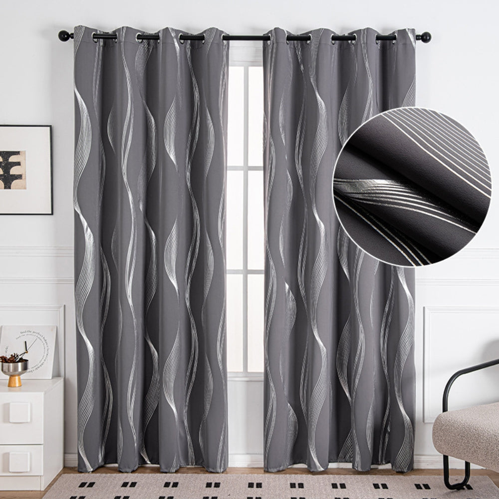 Modern Wave Microfiber Blackout Curtain Panel (Grommet Top)