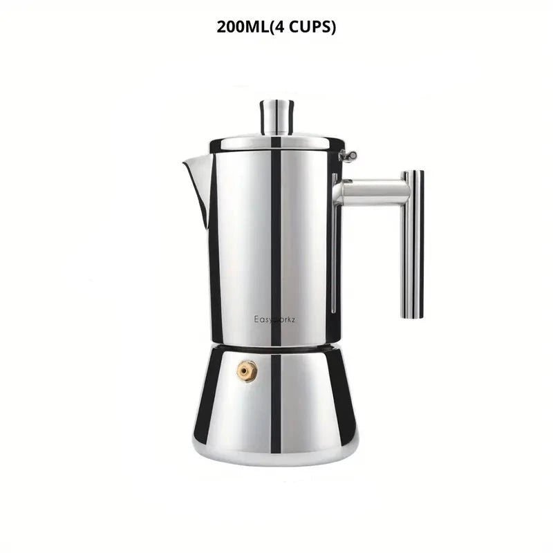 Moka Pot Stainless Steel Heat-Resistant Handle Induction & Dishwasher-Safe