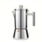 Moka Pot Stainless Steel Heat-Resistant Handle Induction & Dishwasher-Safe