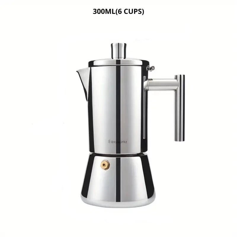 Moka Pot Stainless Steel Heat-Resistant Handle Induction & Dishwasher-Safe