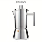 Moka Pot Stainless Steel Heat-Resistant Handle Induction & Dishwasher-Safe