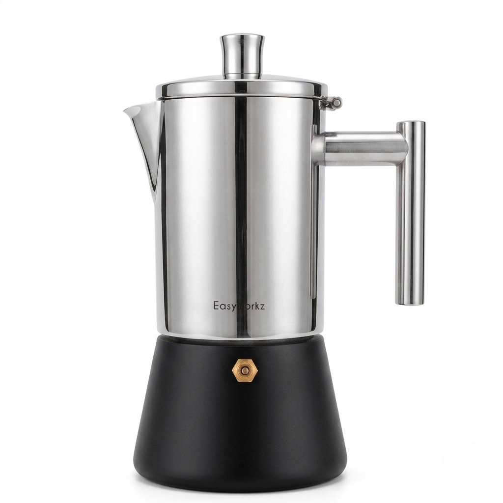 Moka Pot Stainless Steel Heat-Resistant Handle Induction & Dishwasher-Safe
