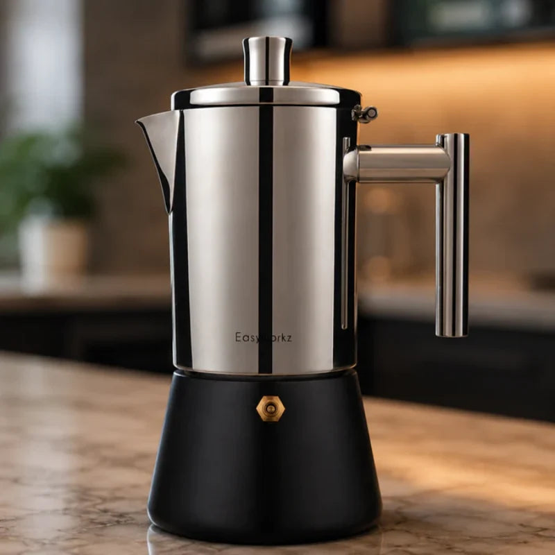 Moka Pot Stainless Steel Induction Compatible & Dishwasher Safe