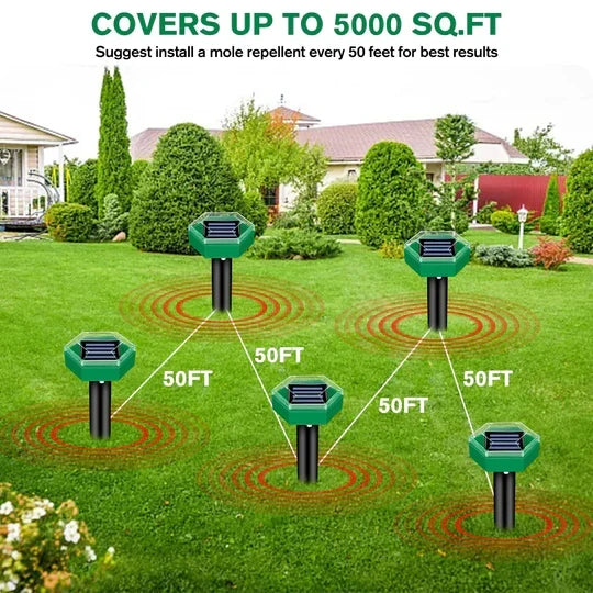 Mole & Gopher Repeller Solar-Powered Ultrasonic Weather-Resistant
