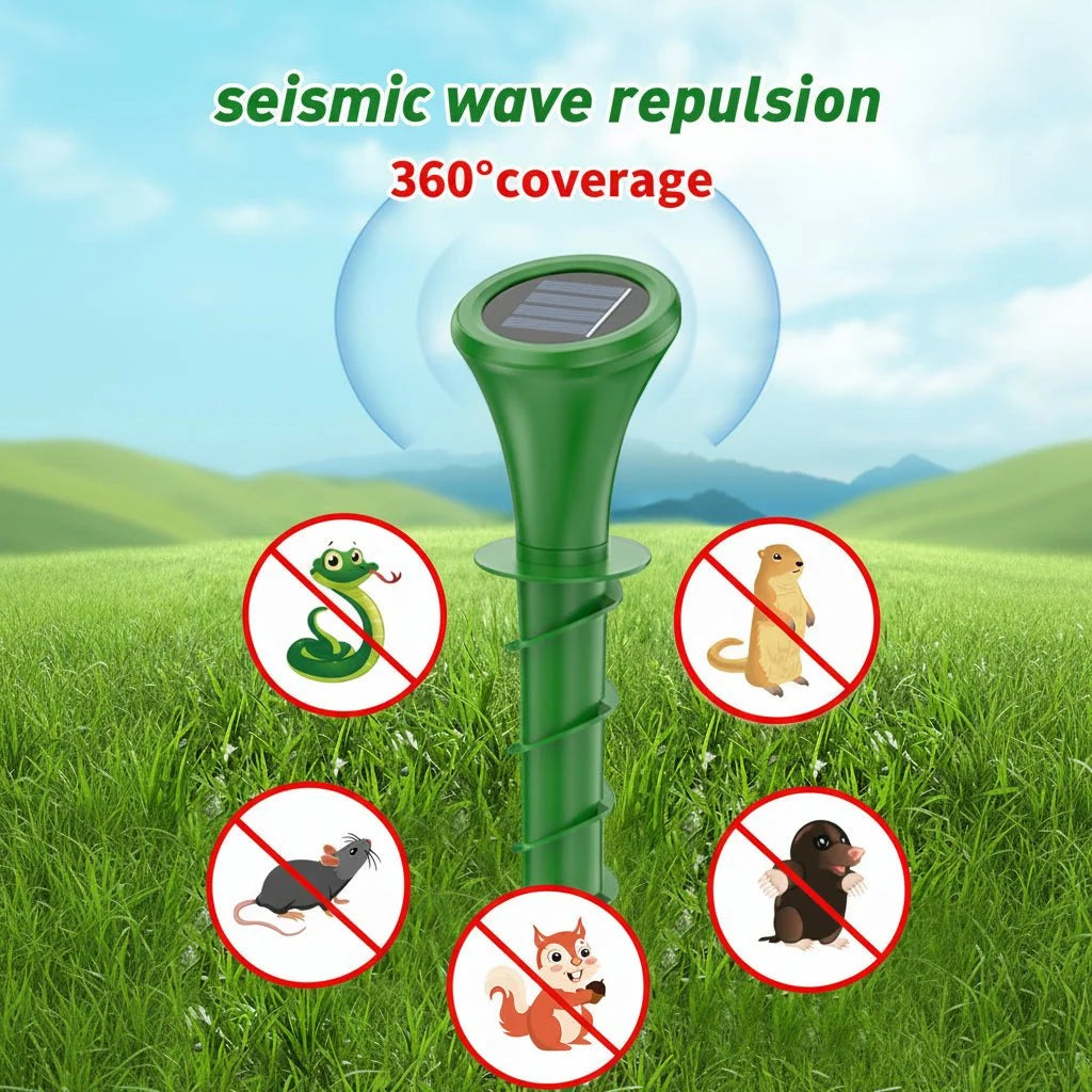 Mole Repellent Solar-Powered Silent Vibration Two Acre Coverage
