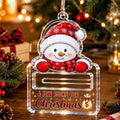 Money Gift Holder Festive Snowman Clear Plastic