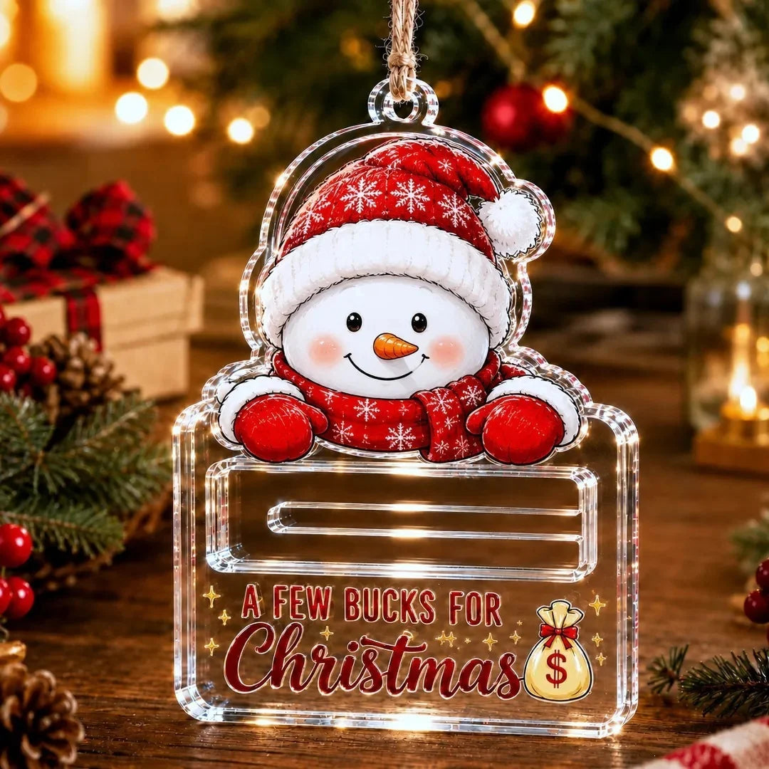 Money Gift Holder Festive Snowman Clear Plastic