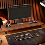 Monitor Stand Elevated Walnut Finish Cable Management