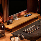 Monitor Stand Elevated Walnut Finish Cable Management