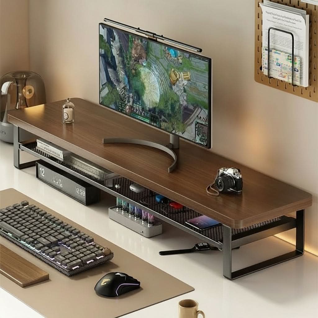 Monitor Stand Two-Tier Ergonomic Pull-Out Drawer