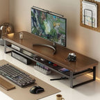 Monitor Stand Two-Tier Ergonomic Pull-Out Drawer
