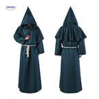 Monk Costume Hooded Long Robe With Rope Belt Breathable Fabric