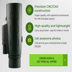 Monocular 10x BAK4 Prism Tripod & Phone Holder