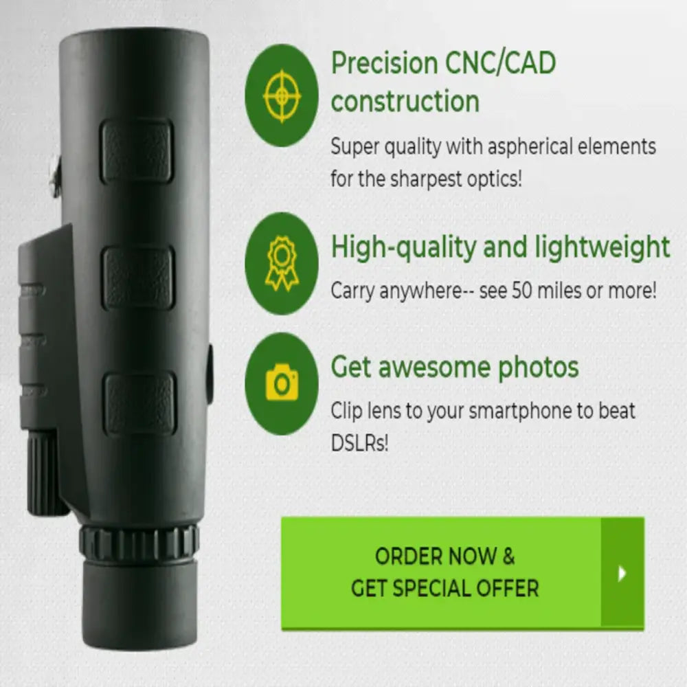 Monocular 10x BAK4 Prism Tripod & Phone Holder