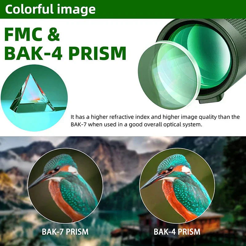 Monocular 80x Magnification BAK4 Prism Waterproof