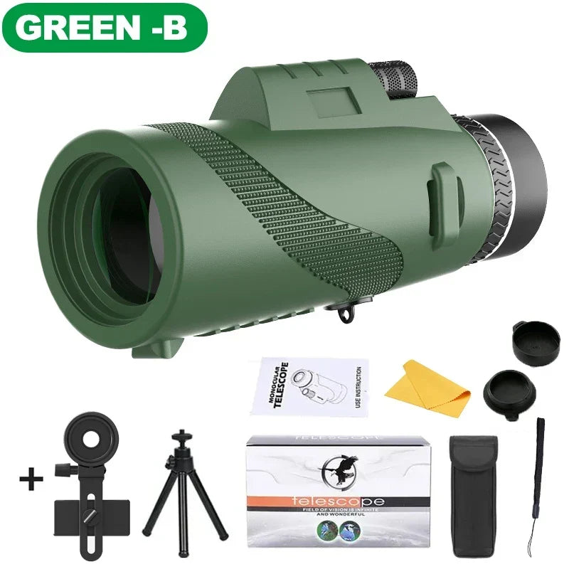 Monocular Telescope 80x Magnification BAK4 Prism
