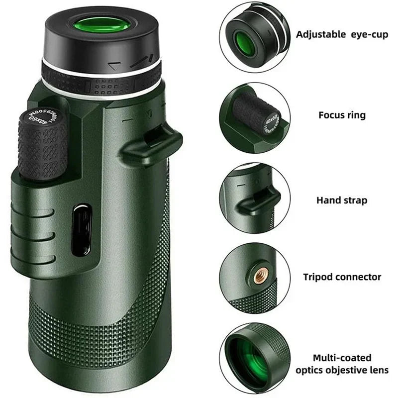 Monocular Telescope 80x Magnification BAK4 Prism
