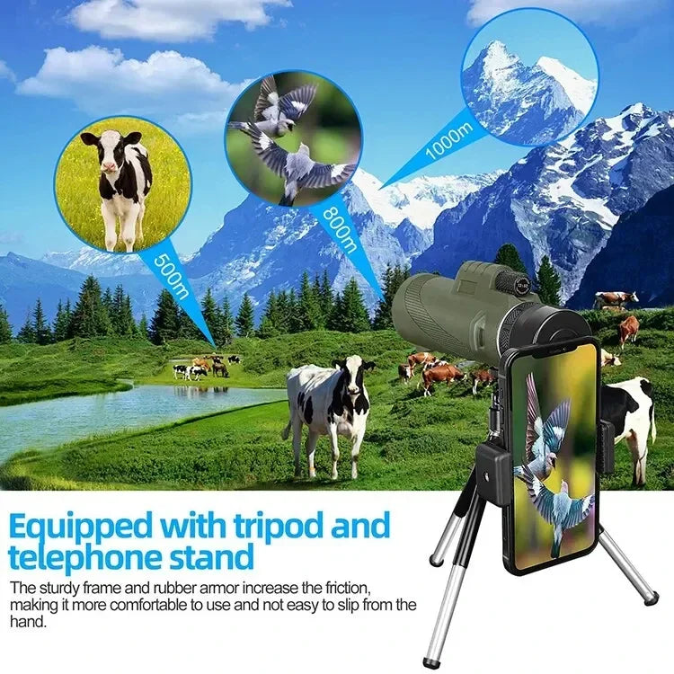 Monocular Telescope 80x Magnification BAK4 Prism