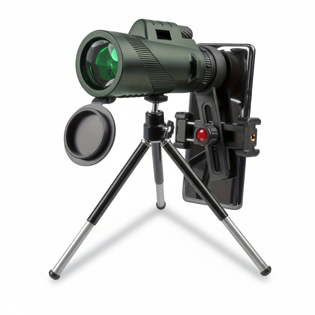 Monocular Telescope 8x Magnification Phone Adapter & Tripod