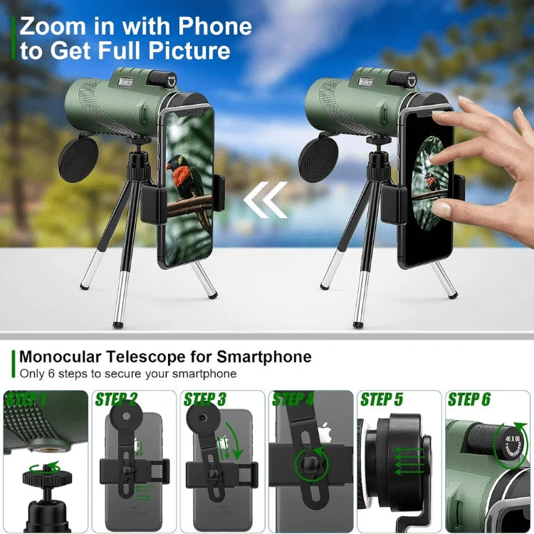 Monocular Ultra-Zoom Multi-Coated HD Glass