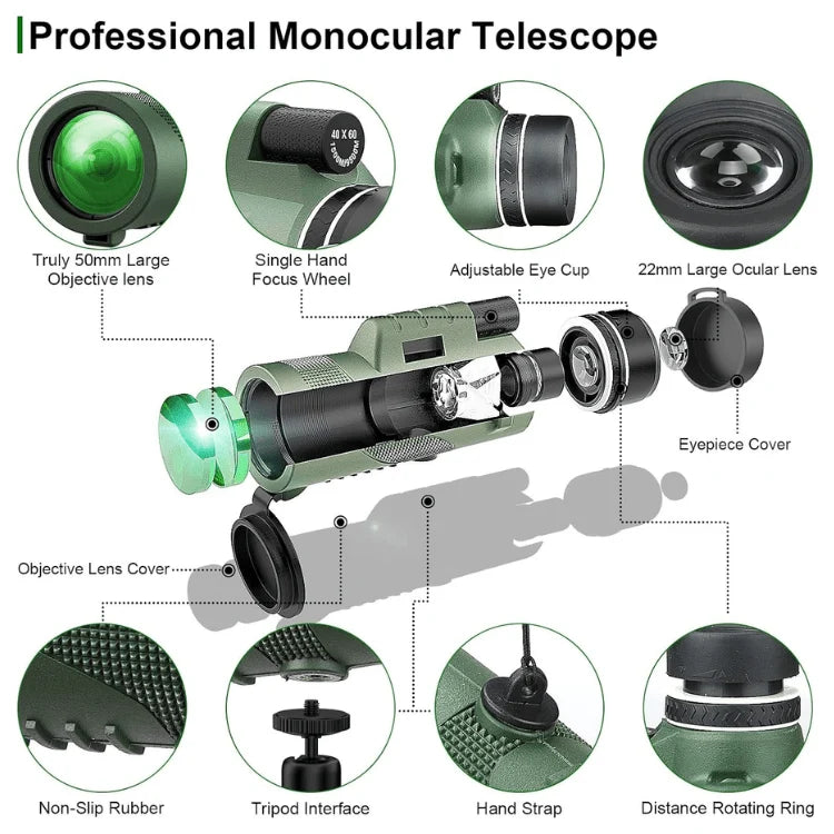 Monocular Ultra-Zoom Multi-Coated HD Glass