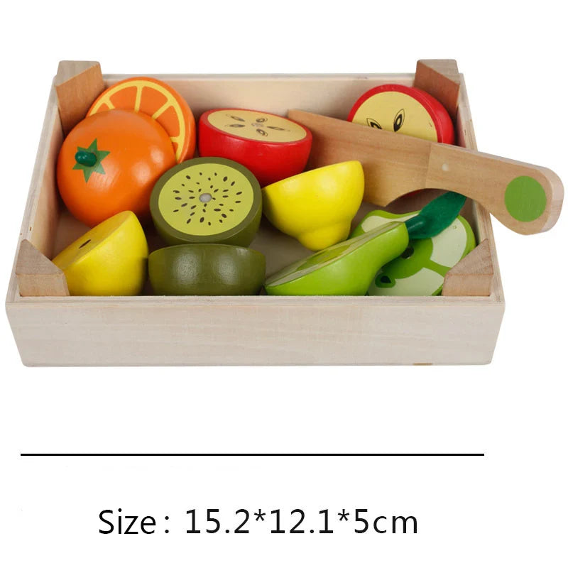 Montessori Kitchen Toy Set Eco Wood Velcro Slicing