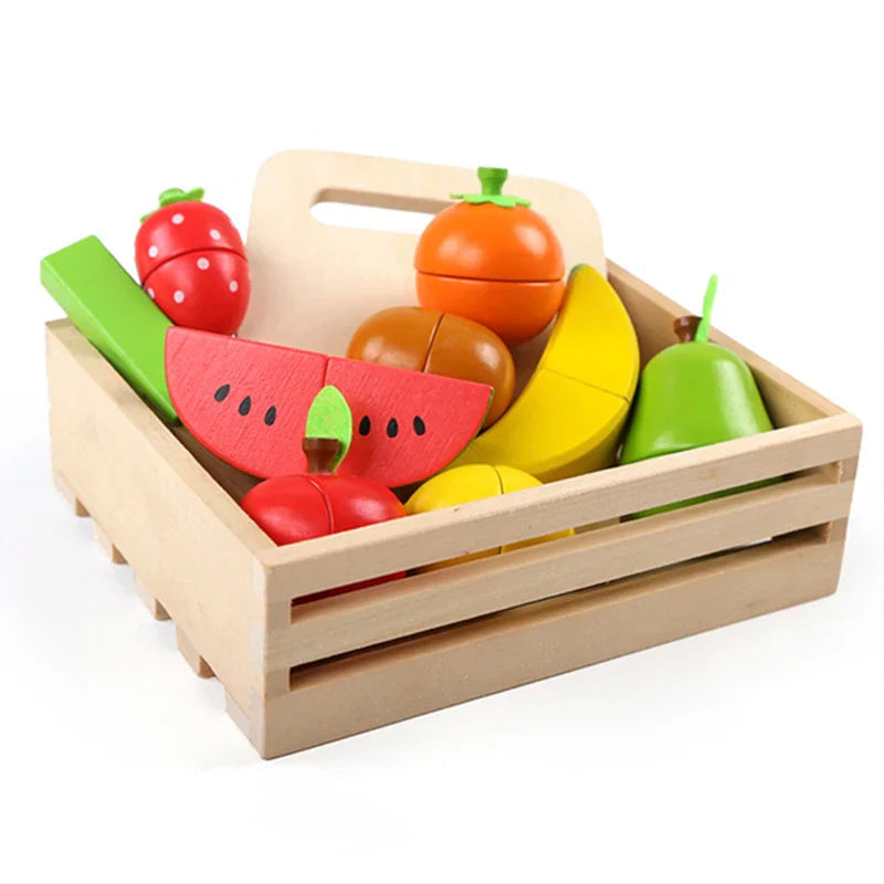 Montessori Kitchen Toy Set Eco Wood Velcro Slicing