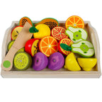 Montessori Kitchen Toy Set Eco Wood Velcro Slicing