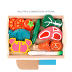 Montessori Kitchen Toy Set Eco Wood Velcro Slicing