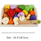 Montessori Kitchen Toy Set Eco Wood Velcro Slicing
