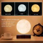 Moon Lamp Levitating Touch Control Wooden Base