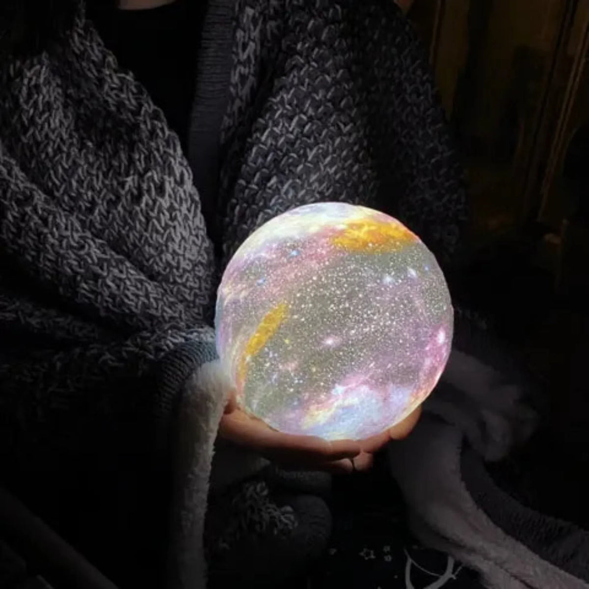 Moon Lamp Wireless Rechargeable 16 Color Wooden Stand