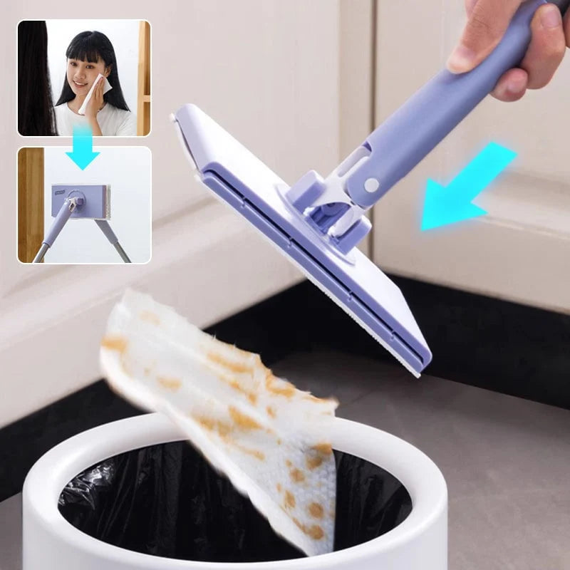 Mop Hands-Free Cloth Switching & 360° Swivel Foldable Handle