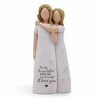 Mother Daughter Figurine Embrace Sculpture Tabletop Gift