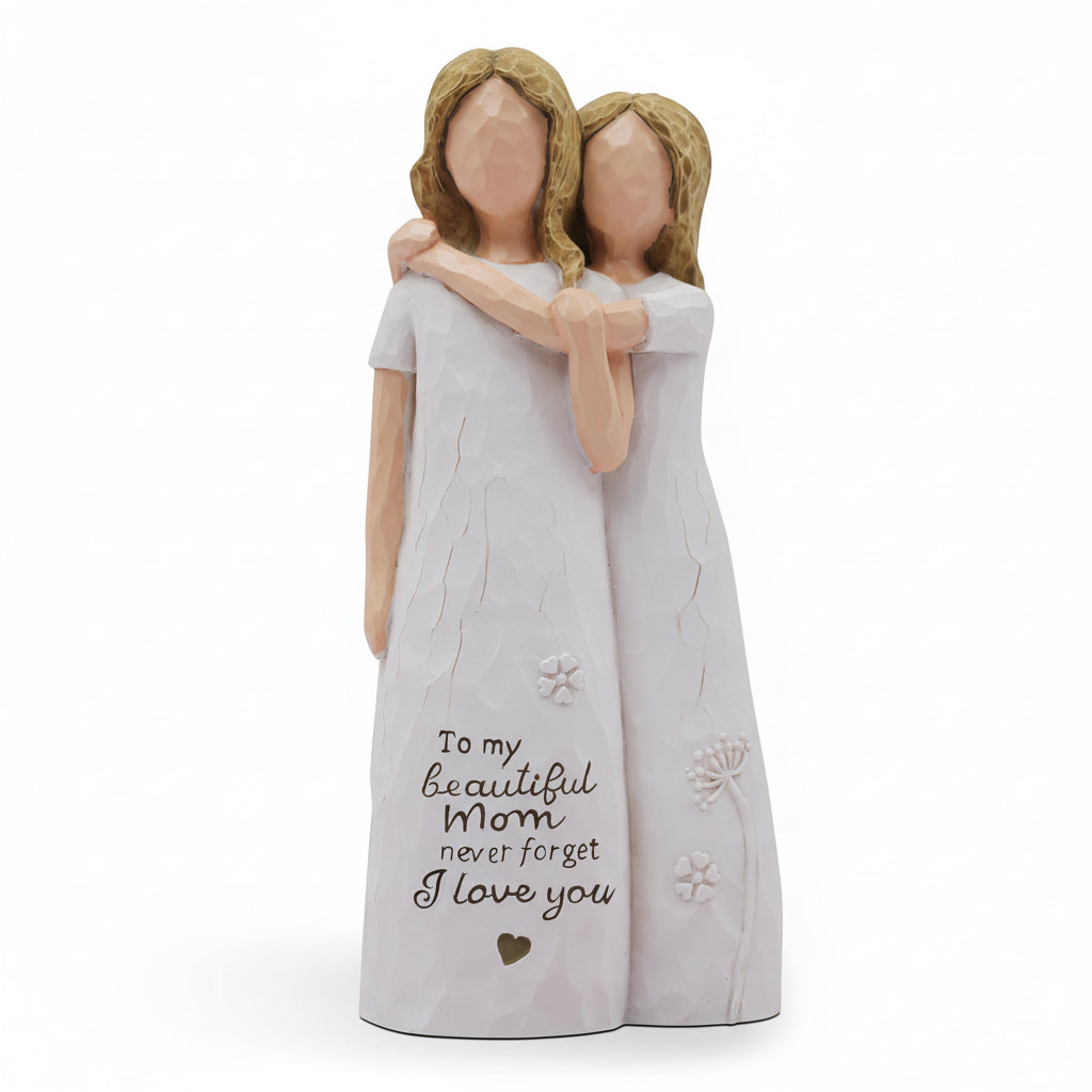 Mother Daughter Figurine Embrace Sculpture Tabletop Gift
