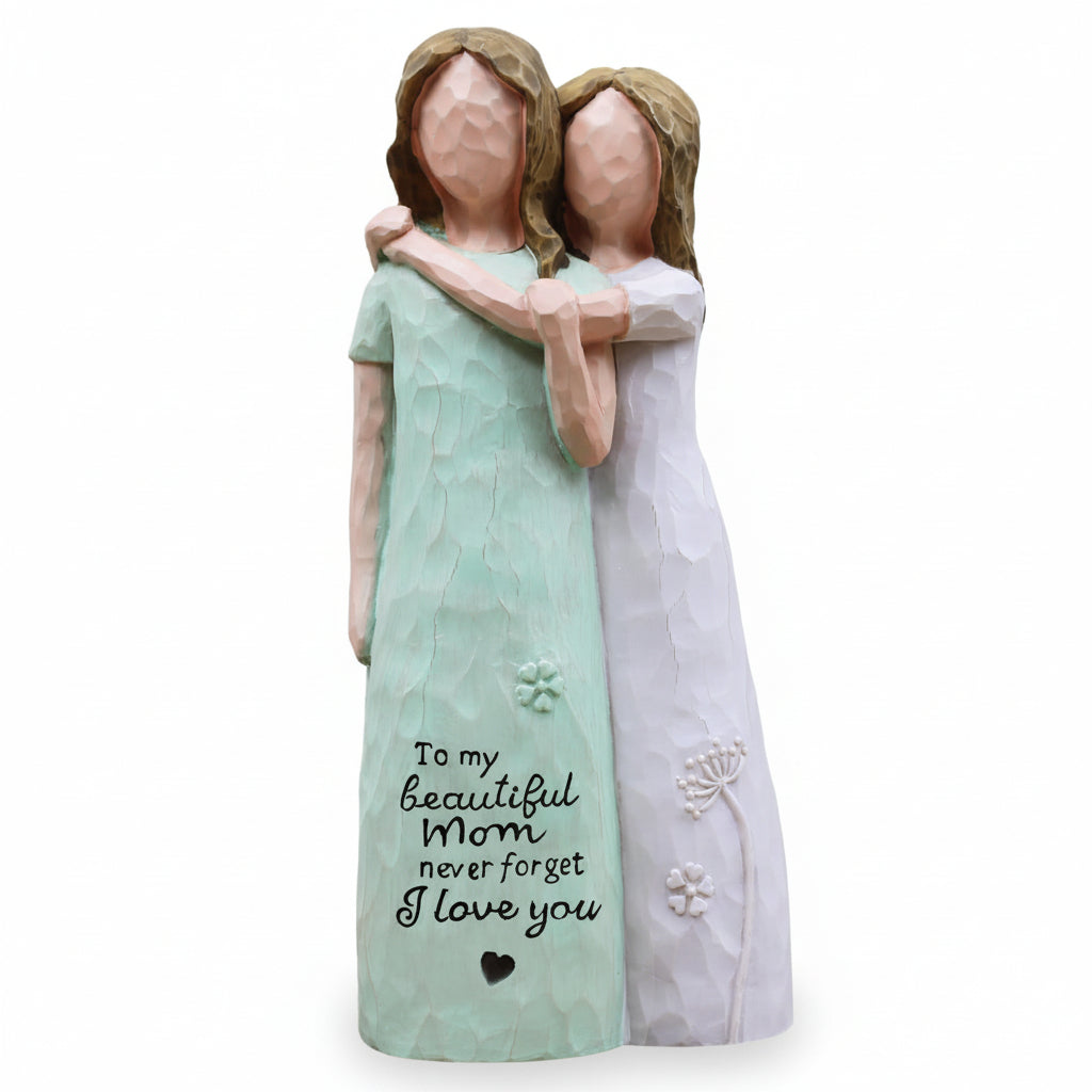 Mother Daughter Figurine Embrace Sculpture Tabletop Gift