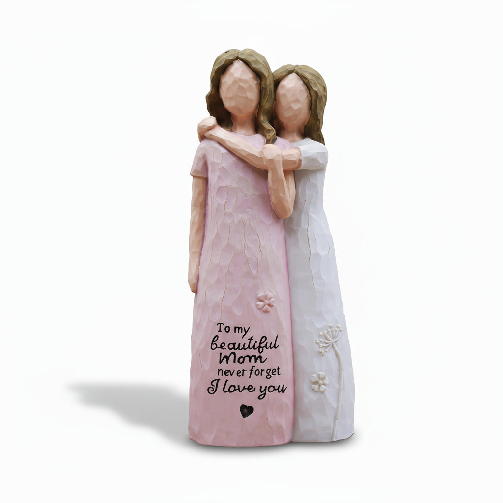 Mother Daughter Figurine Embrace Sculpture Tabletop Gift