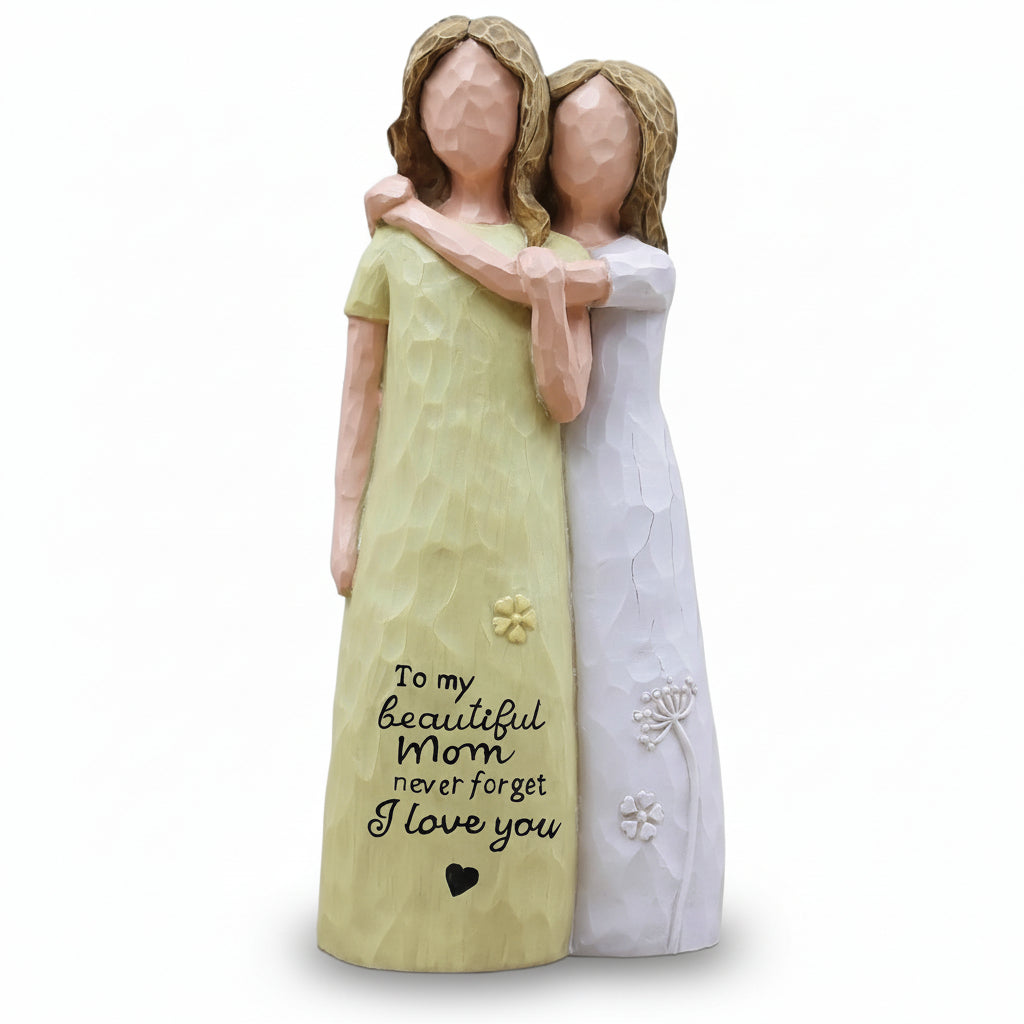 Mother Daughter Figurine Embrace Sculpture Tabletop Gift