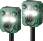 Motion-Activated Animal Deterrent Ultrasonic & Flashing Solar & USB Rechargeable